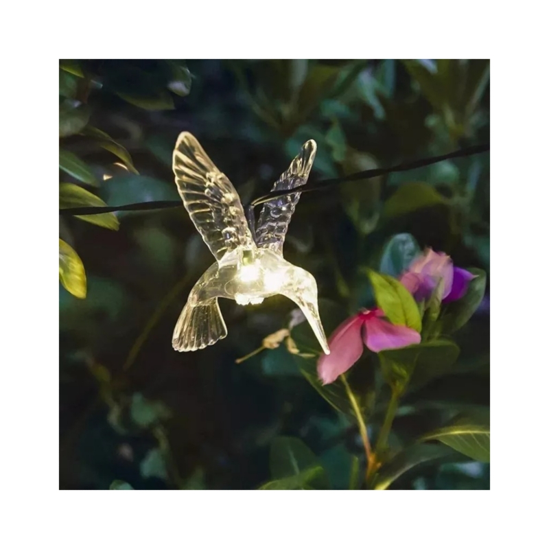 Guirnalda Solar Con Forma De Colibrí, 30 Led, 5 M, Luz Cálida - Venta Internacional.