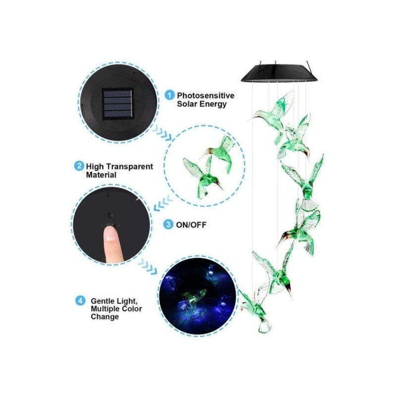 Foto 1 | Lámpara Colgante Led Solar Colibri Crystal Hummingbird Garden - Venta Internacional.