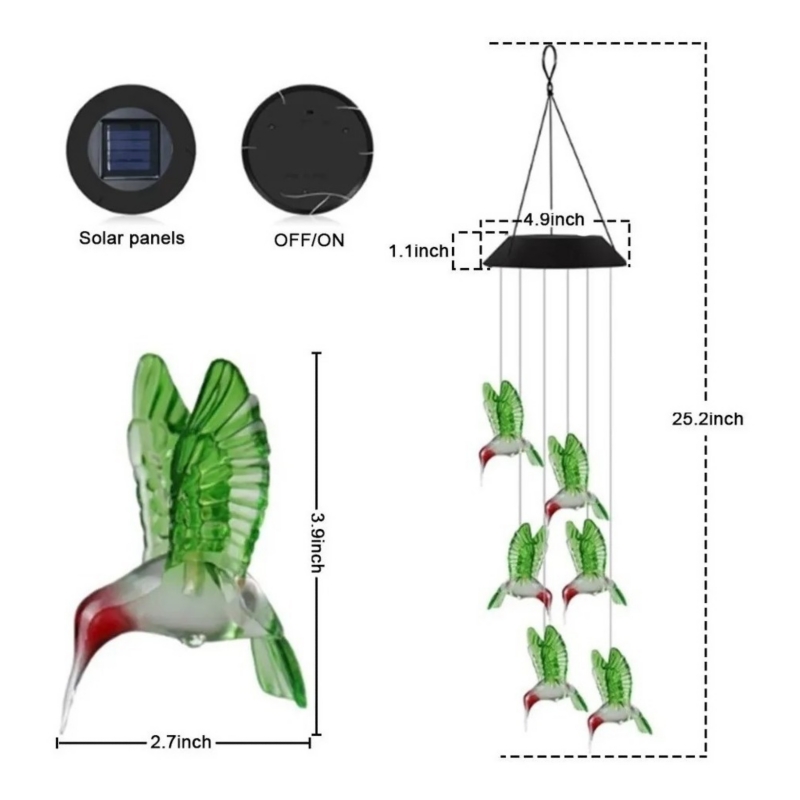 Foto 4 pulgar | Lámpara Colgante Led Solar Colibri Crystal Hummingbird Garden - Venta Internacional.