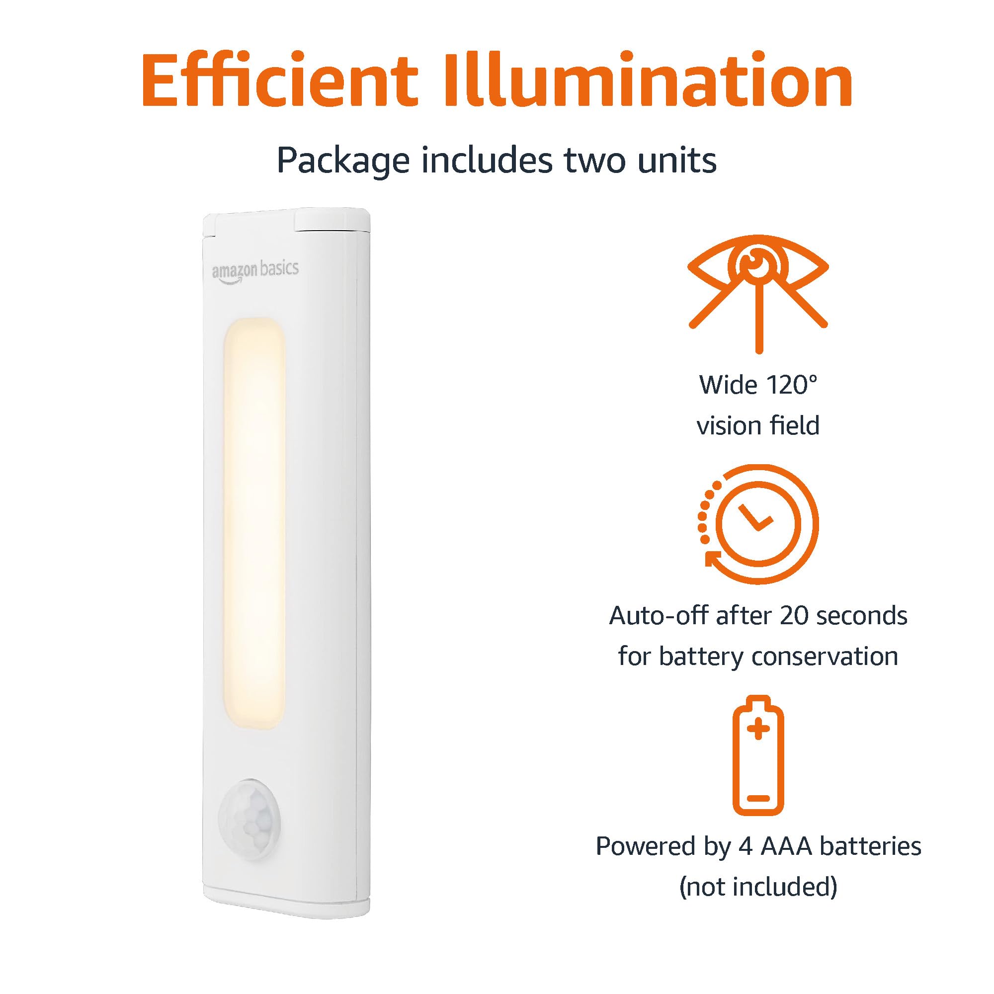 Foto 3 | Luces Led Adhesivas Con Sensor De Movimiento Amazon Basics, Paquete De 2 - Venta Internacional.