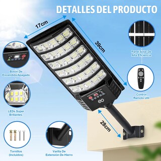 Foto 2 | Lámpara Solar Exterior Led Sensor Estructura Eo Safe Imports Esi-18846 Negro
