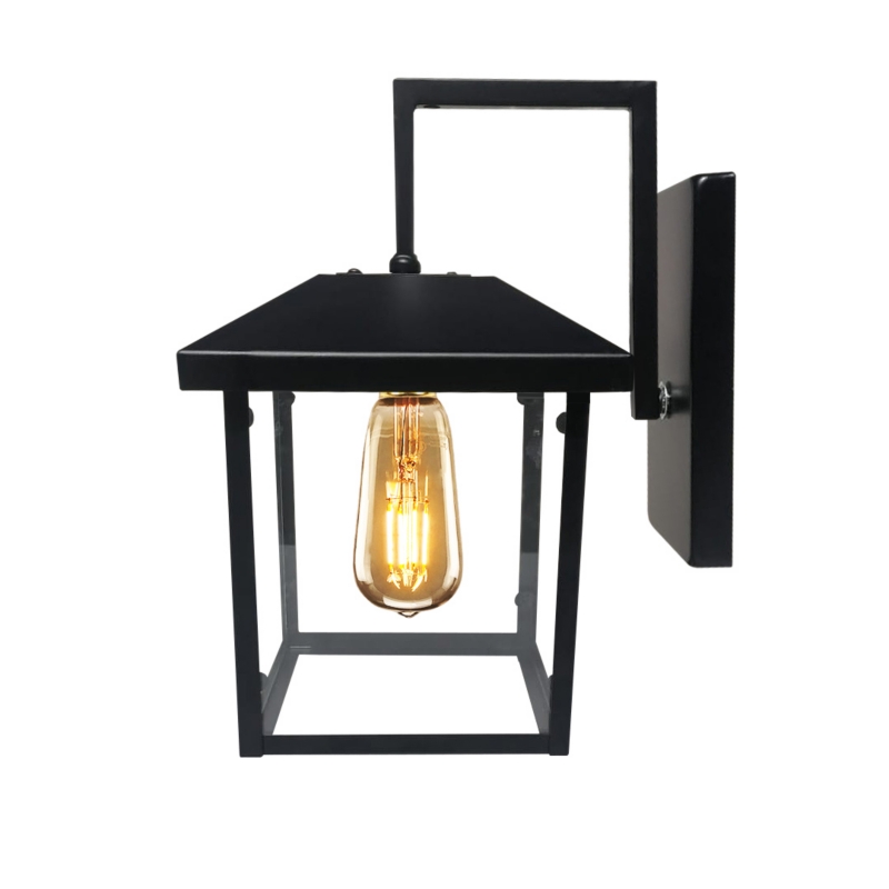Foto 2 pulgar | Farol De Pared De Hierro Negro Geométrico Rústico Para Exteriores - Venta Internacional.