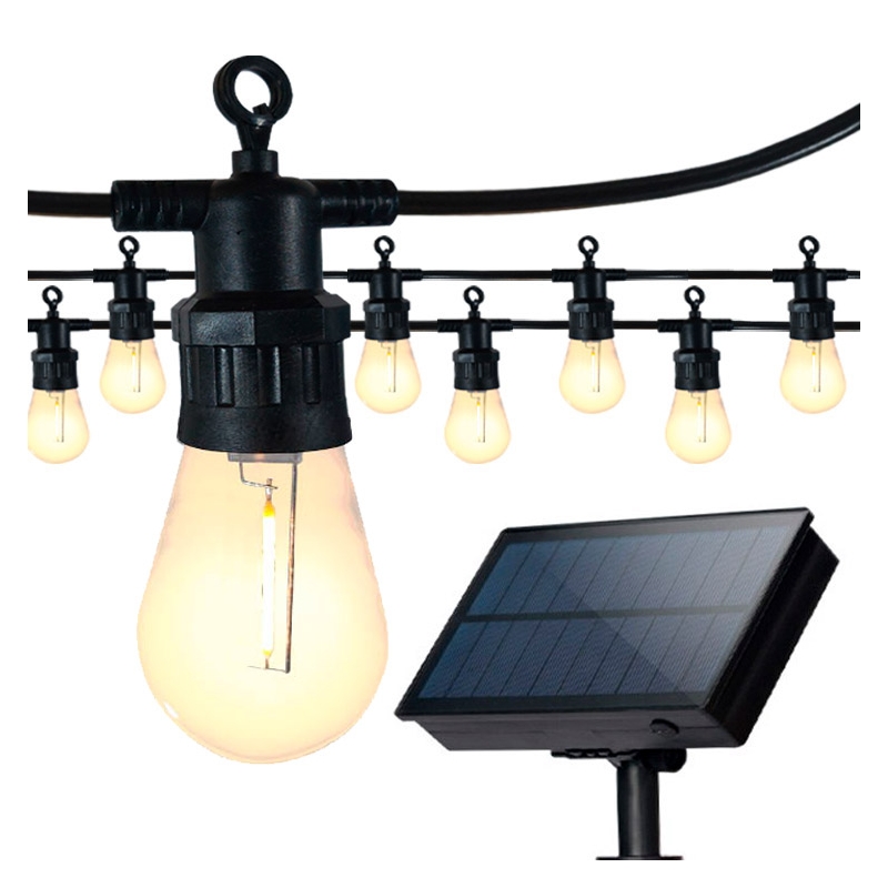 Guirnalda Solar De 5 M Con 10 Bombillas Vintage Y Panel Solar - Venta Internacional.