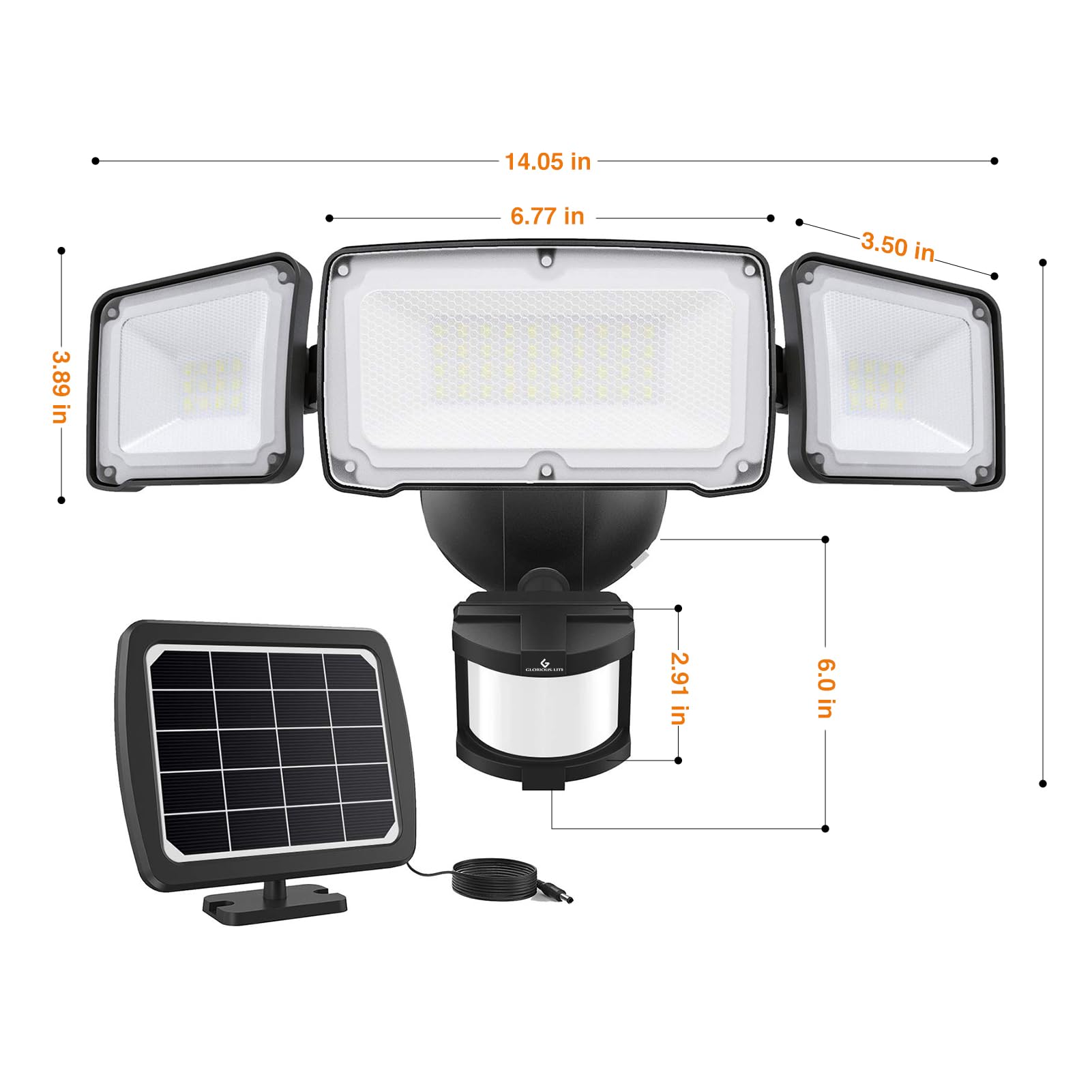 Foto 8 pulgar | Luces De Seguridad Solares Glorious-lite 1600 Lm Con Sensor De Movimiento - Venta Internacional.
