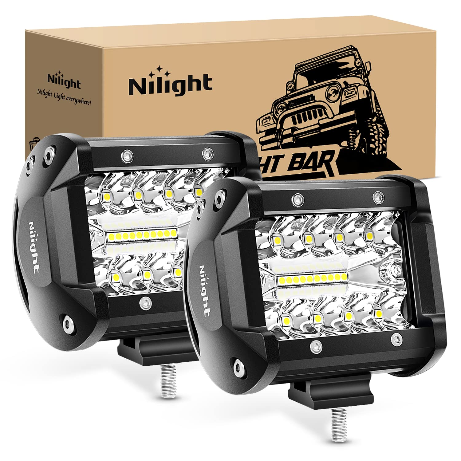Foto 2 pulgar | Pods De Luz Led Nilight Flood Spot Combo X2 De 4 Pulgadas Y 60 W - Venta Internacional.