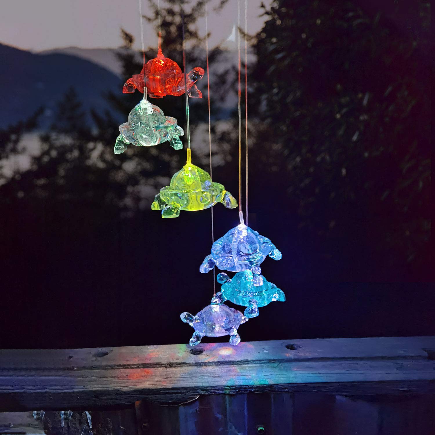 Foto 3 | Lámpara Colgante Wind Chimes Chandelier Solar Turtles - Venta Internacional.