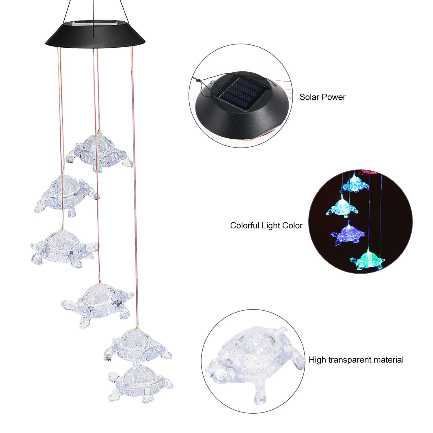 Foto 7 pulgar | Lámpara Colgante Wind Chimes Chandelier Solar Turtles - Venta Internacional.