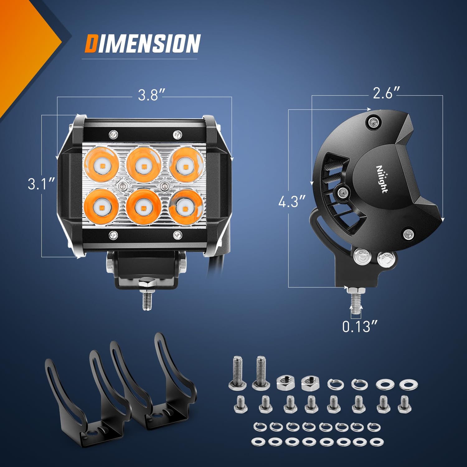 Foto 2 | Cápsulas De Luz Led Nilight, Haz Puntual Ámbar De 4 Pulgadas, 18 W, 2 Unidades - Venta Internacional.