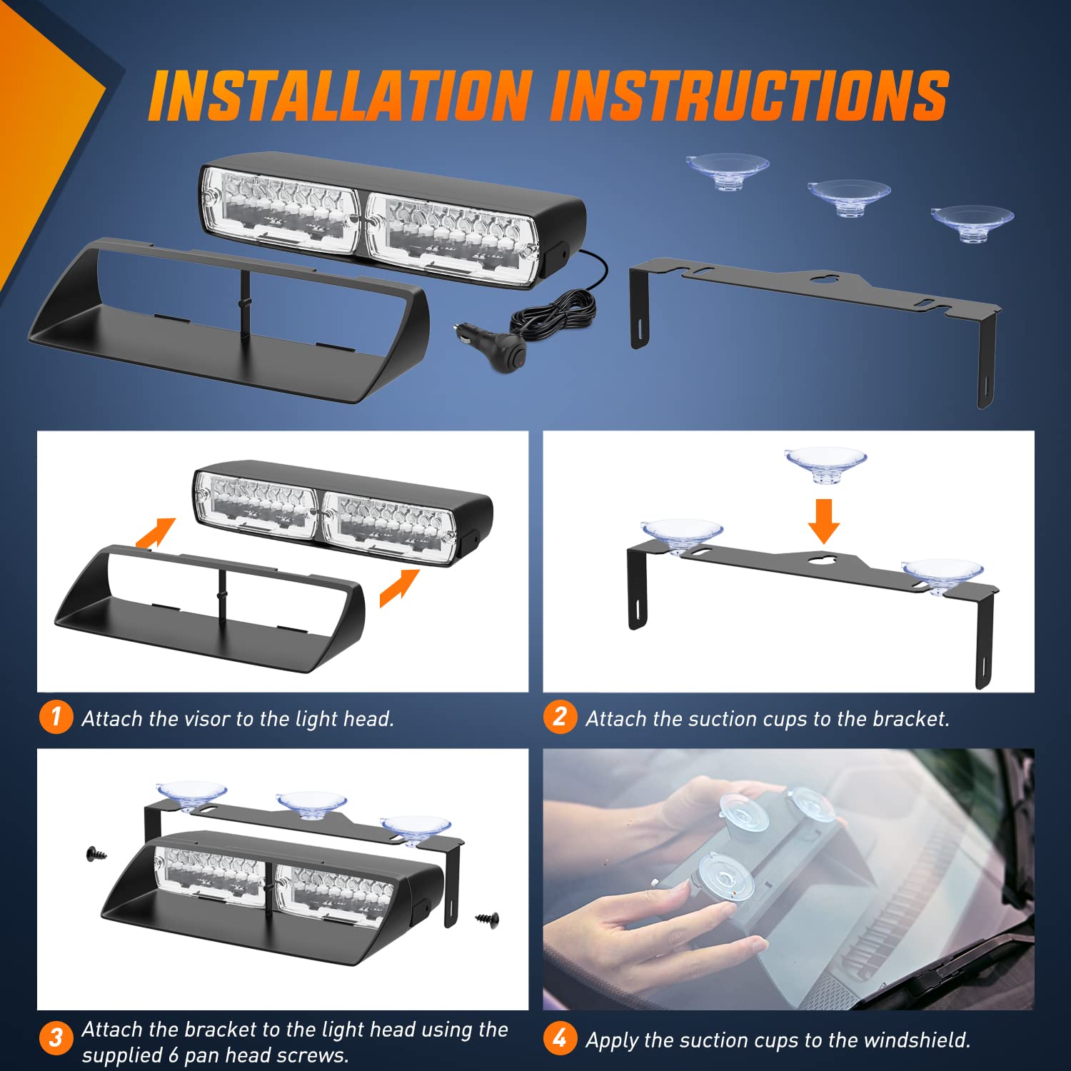 Foto 5 pulgar | Luces Estroboscópicas De Emergencia, Parabrisas Nilight Para Vehículos Y Camiones - Venta Internacional.