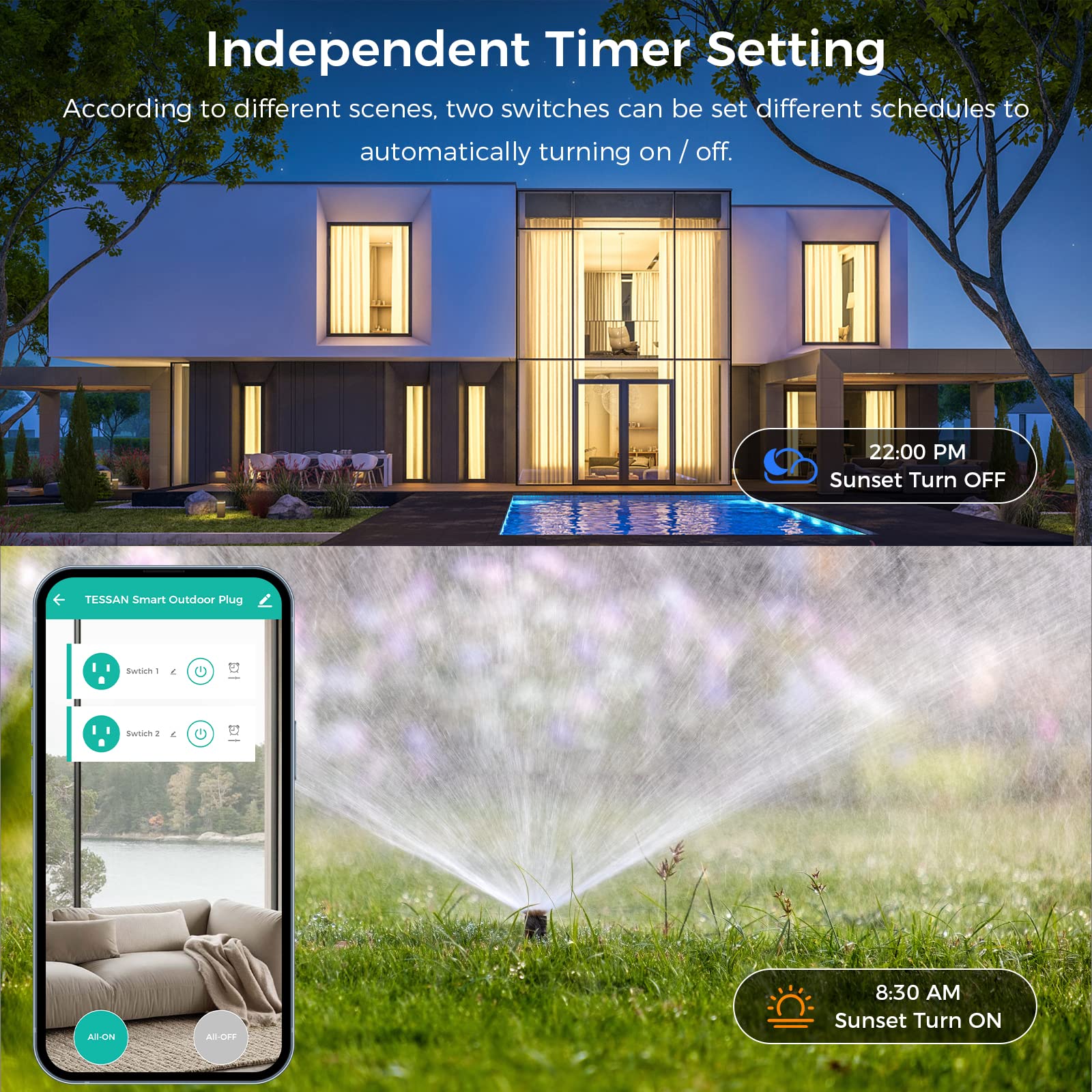 Foto 5 pulgar | Enchufe Inteligente Para Exteriores Tessan Wifi Con Alexa Y Google - Venta Internacional.