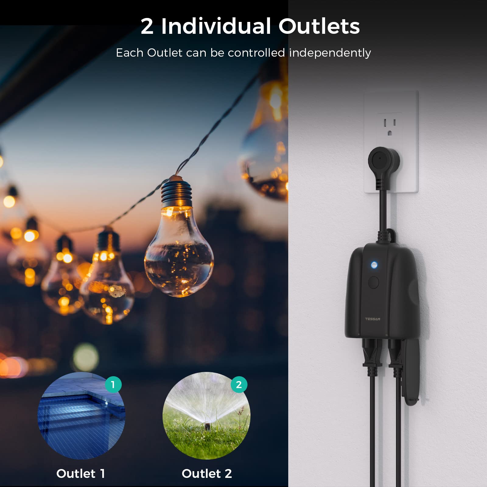 Foto 6 pulgar | Enchufe Inteligente Para Exteriores Tessan Wifi Con Alexa Y Google - Venta Internacional.