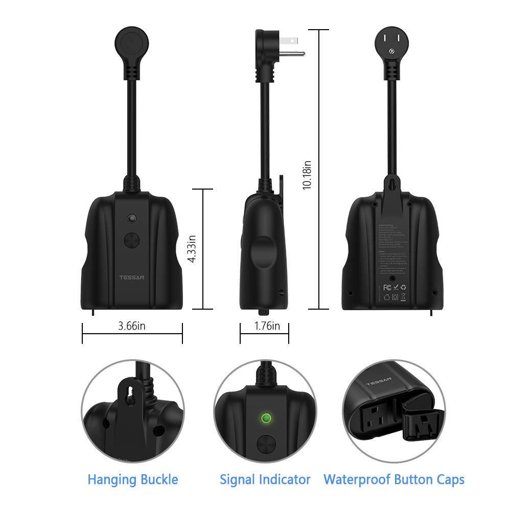 Foto 8 pulgar | Enchufe Inteligente Para Exteriores Tessan Wifi Con Alexa Y Google - Venta Internacional.