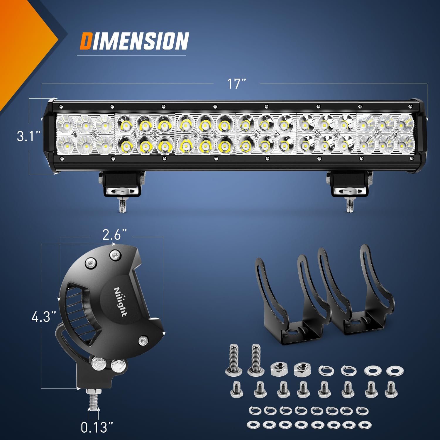 Foto 2 | Barra De Luces Nilight 60004c-a Led Spot Flood Combo De 108 W, 17 Pulgadas - Venta Internacional.