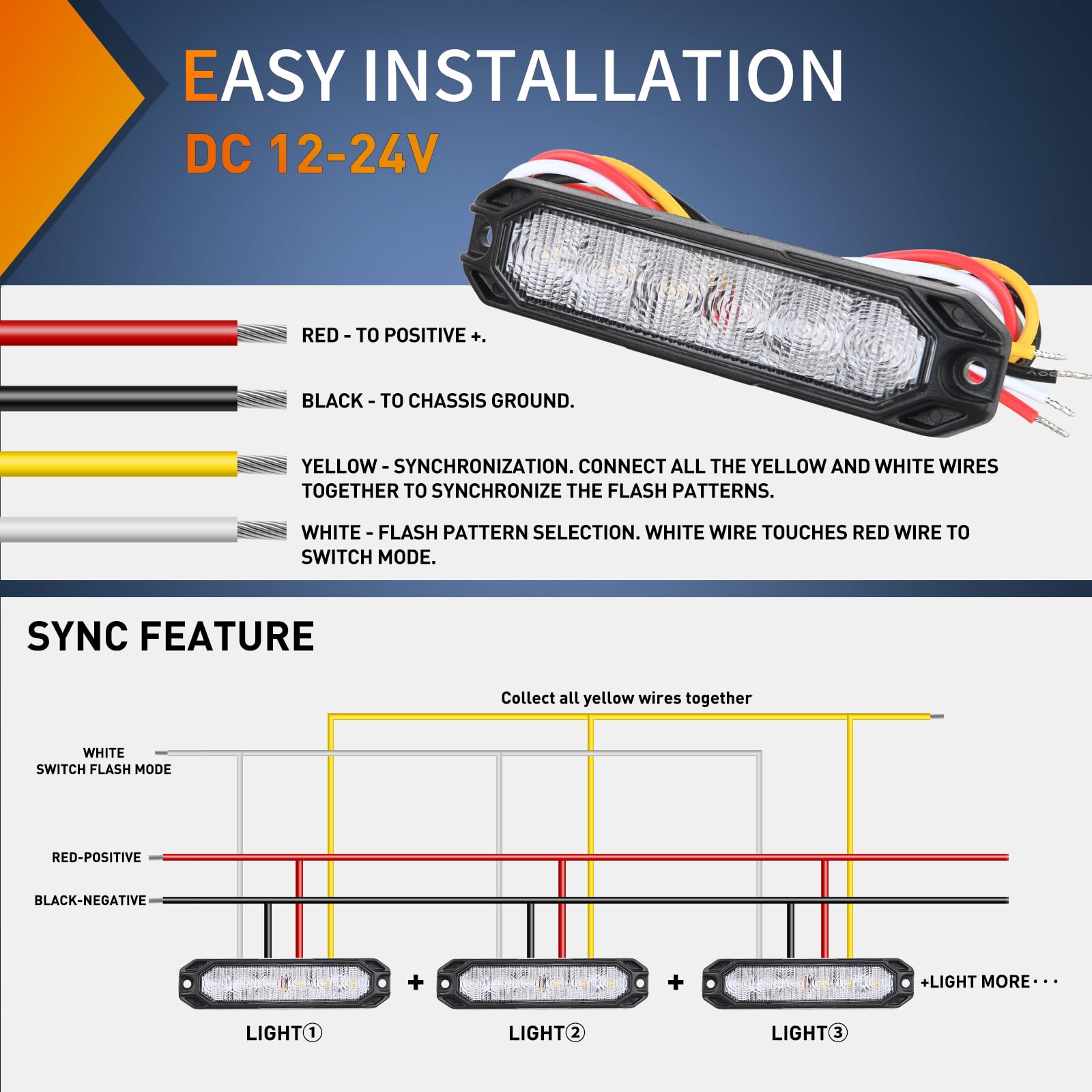 Foto 2 | Luces Estroboscópicas De Emergencia Nilight, 6 Led, Azul Y Blanco, 12 V/24 V, 4 Unidades - Venta Internacional.