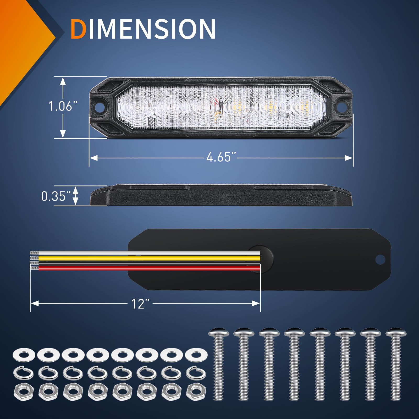 Foto 5 | Luces Estroboscópicas De Emergencia Nilight, 6 Led, Azul Y Blanco, 12 V/24 V, 4 Unidades - Venta Internacional.