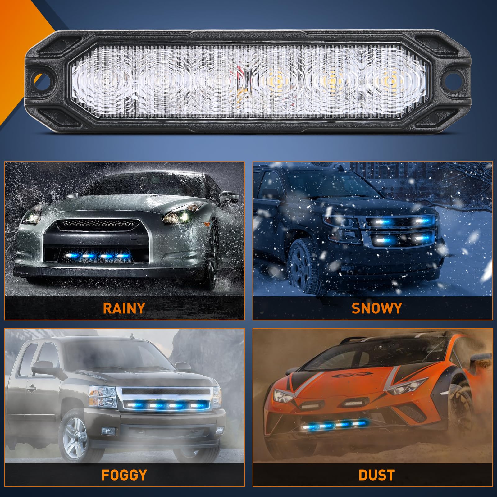 Foto 7 | Luces Estroboscópicas De Emergencia Nilight, 6 Led, Azul Y Blanco, 12 V/24 V, 4 Unidades - Venta Internacional.