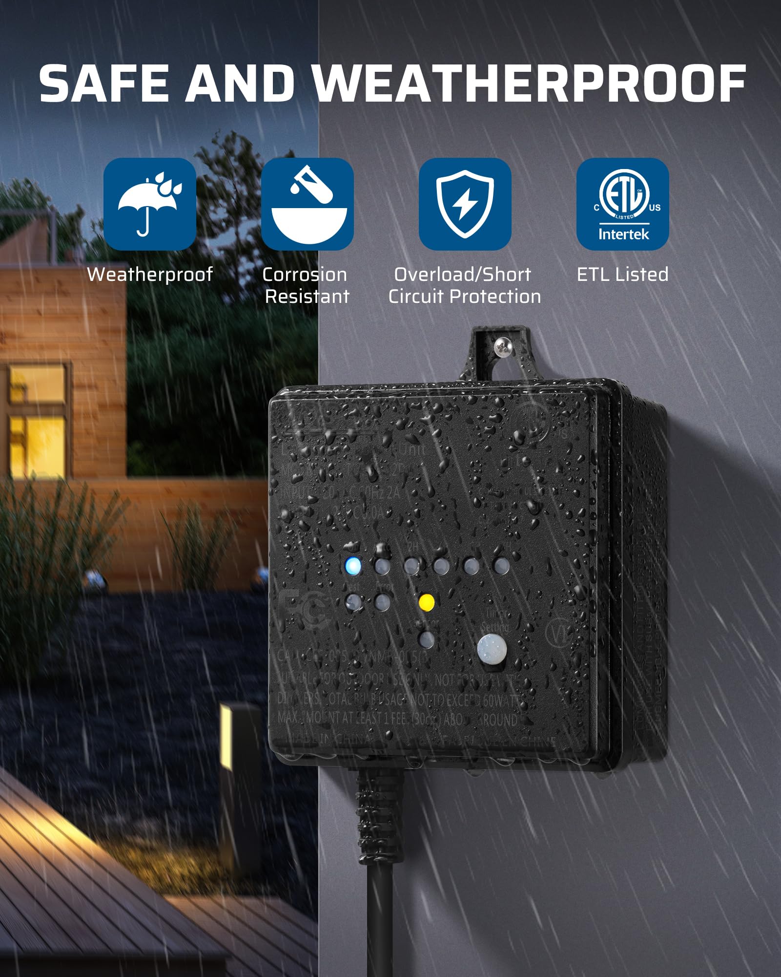 Foto 4 | Transformador Dewenwils De 60 W, 120 V Ac A 12 V Dc Con Temporizador Y Sensor - Venta Internacional.