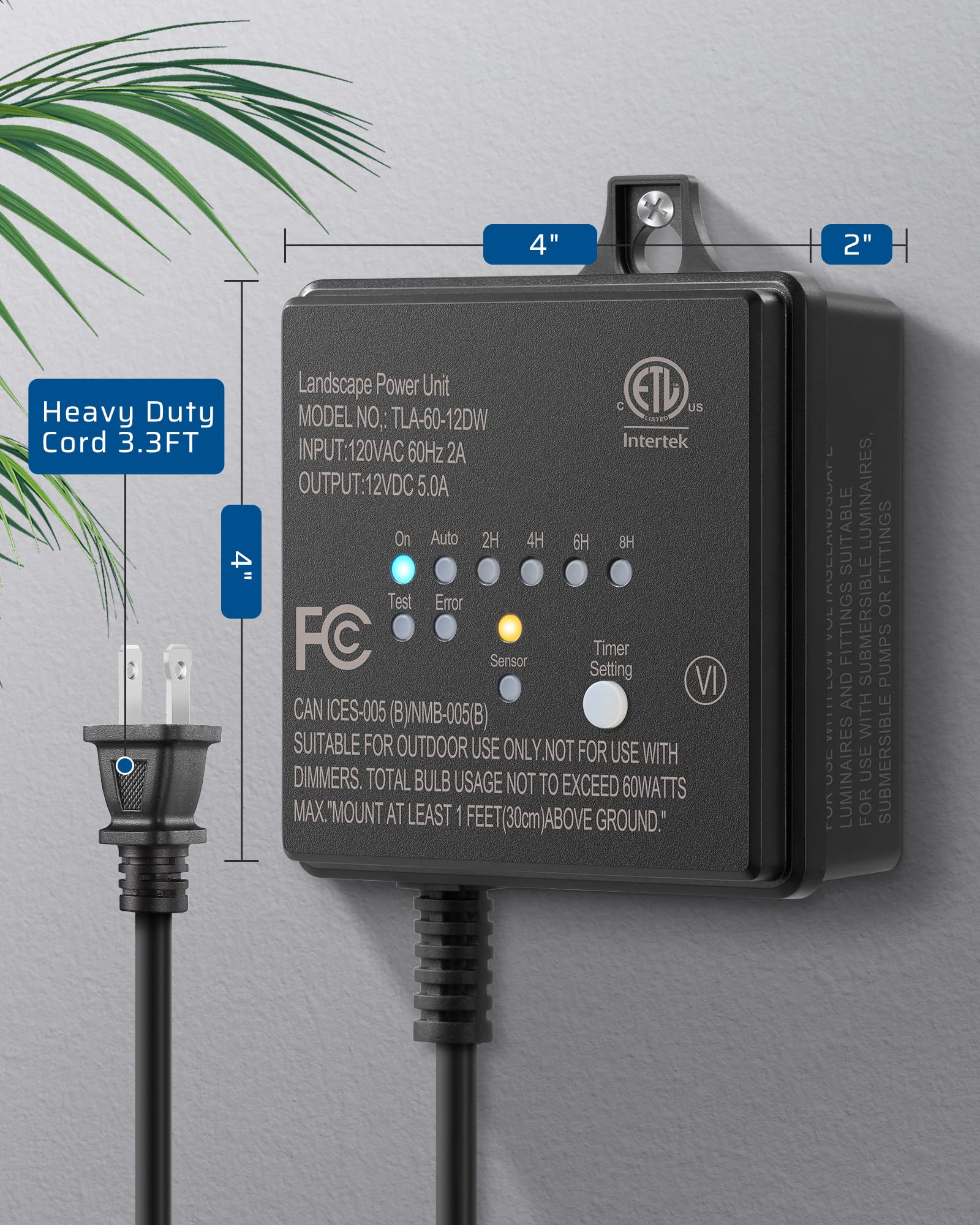 Foto 6 | Transformador Dewenwils De 60 W, 120 V Ac A 12 V Dc Con Temporizador Y Sensor - Venta Internacional.