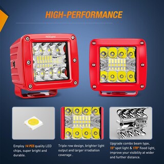 Foto 3 | Cápsulas De Luz Led Nilight, 42 W, 3 Pulgadas, Triple Fila, Spot Flood - Venta Internacional.