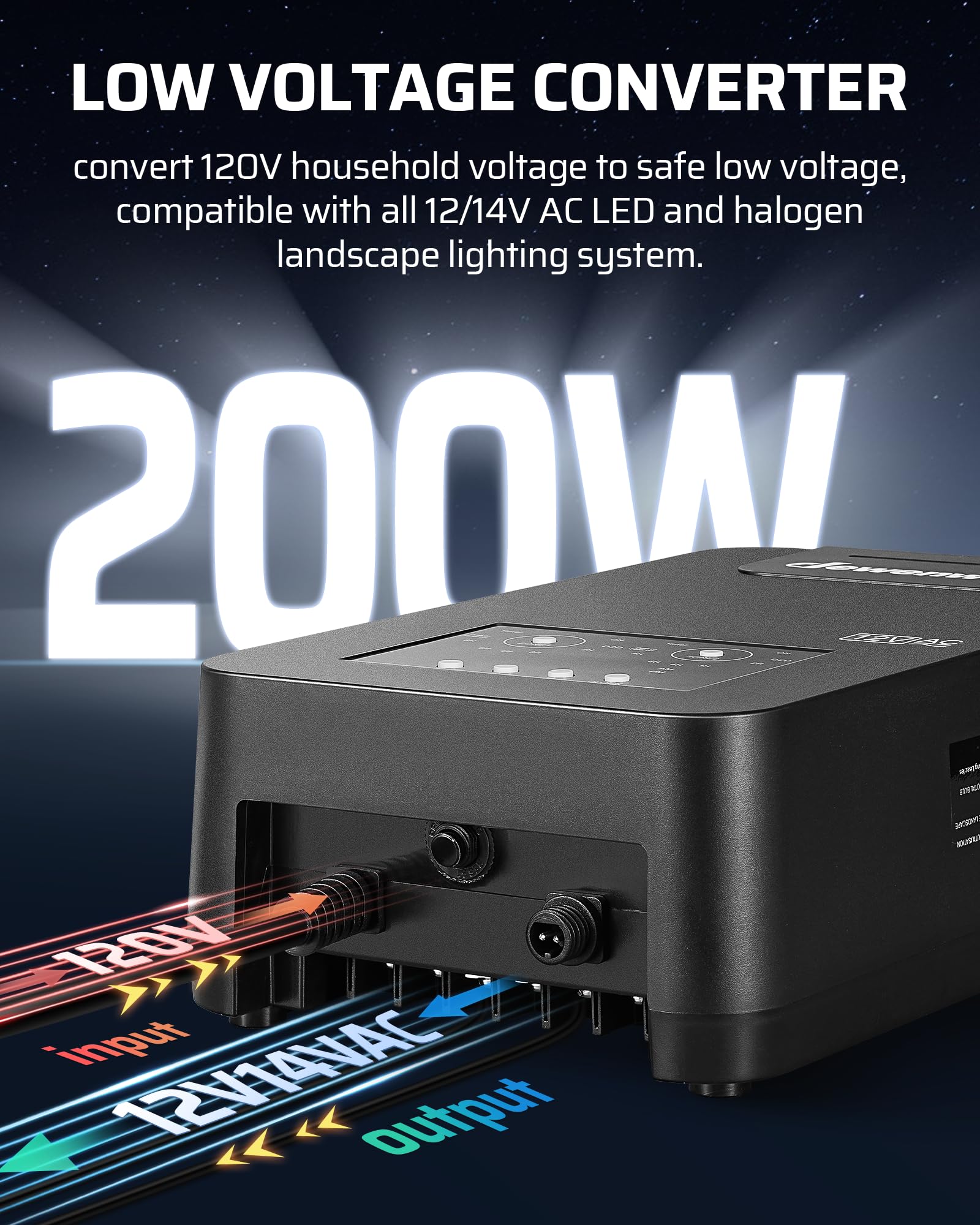 Foto 6 pulgar | Transformador De Paisaje Dewenwils, 200 W, Control De 2 Zonas, 120 V A 12 V - Venta Internacional.