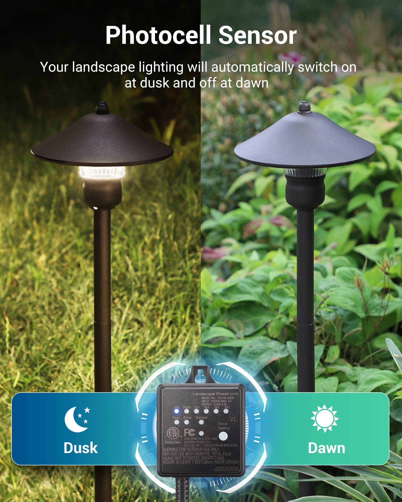 Foto 4 | Transformador Dewenwils 30w De Bajo Voltaje Para Exteriores Con Temporizador Y Sensor - Venta Internacional.