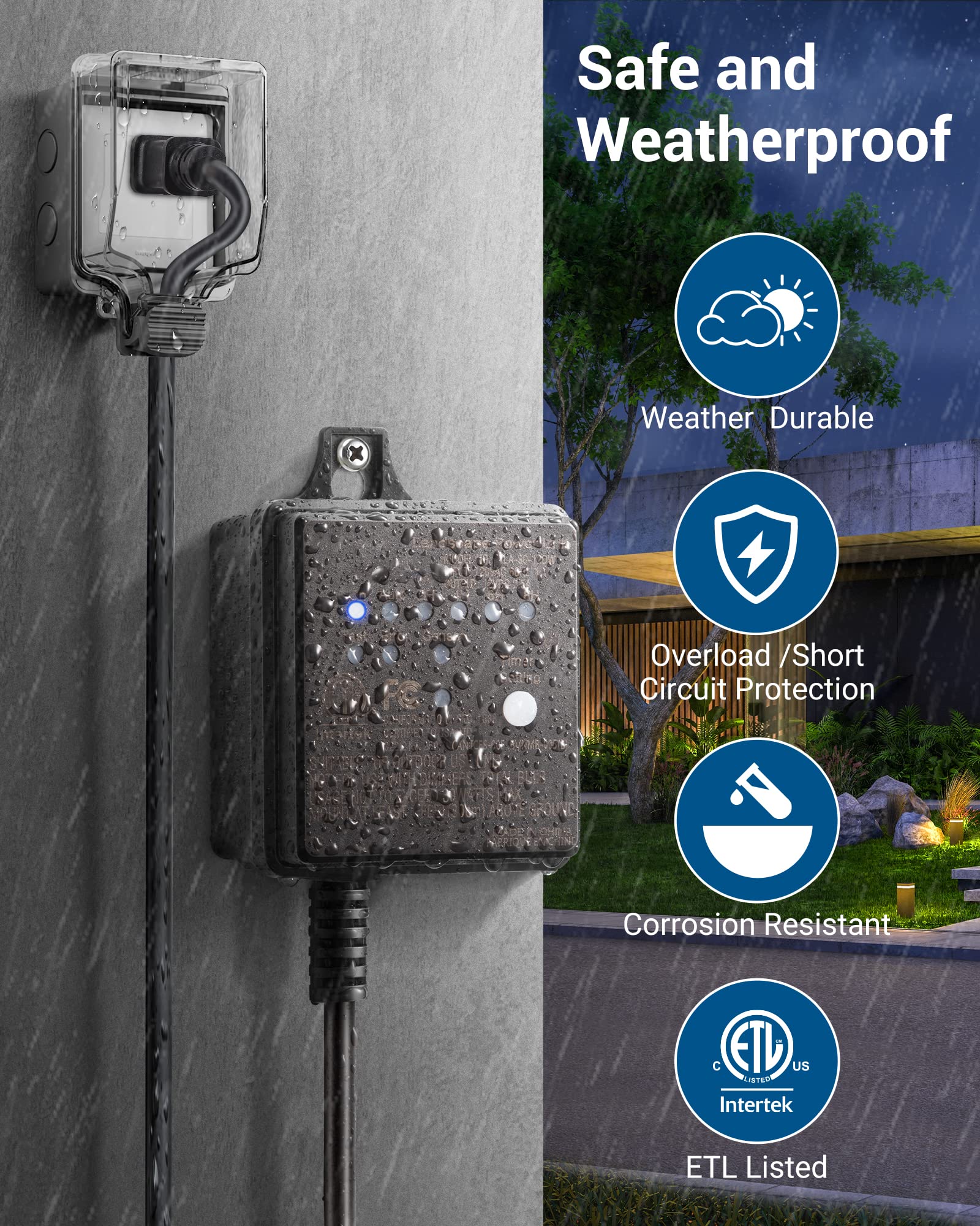 Foto 6 pulgar | Transformador Dewenwils 30w De Bajo Voltaje Para Exteriores Con Temporizador Y Sensor - Venta Internacional.