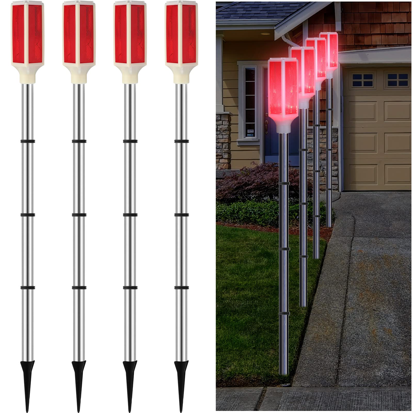 Foto 1 | Marcadores De Entrada Macarrie Con Energía Solar, Rojos, 4 Unidades - Venta Internacional.