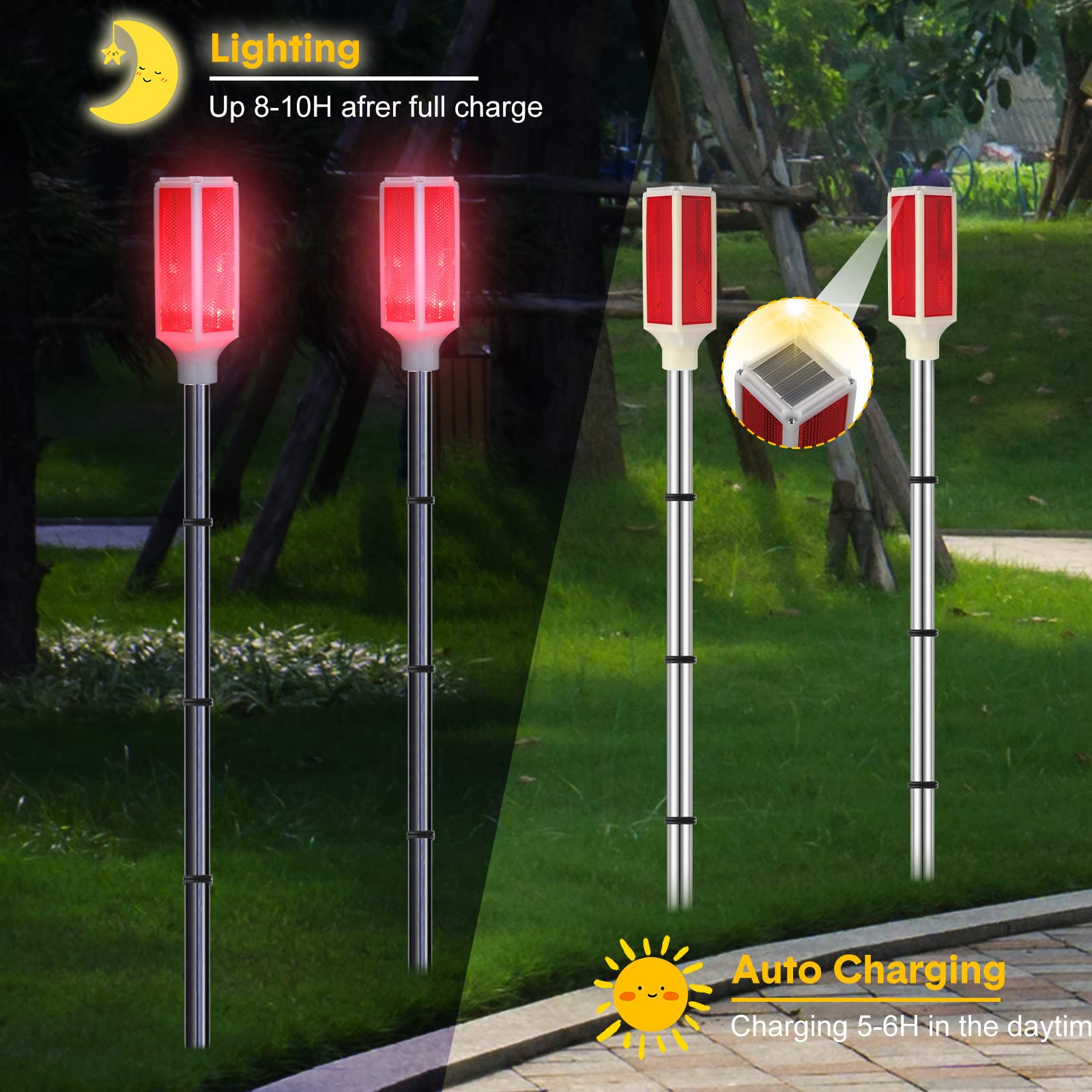 Foto 5 pulgar | Marcadores De Entrada Macarrie Con Energía Solar, Rojos, 4 Unidades - Venta Internacional.
