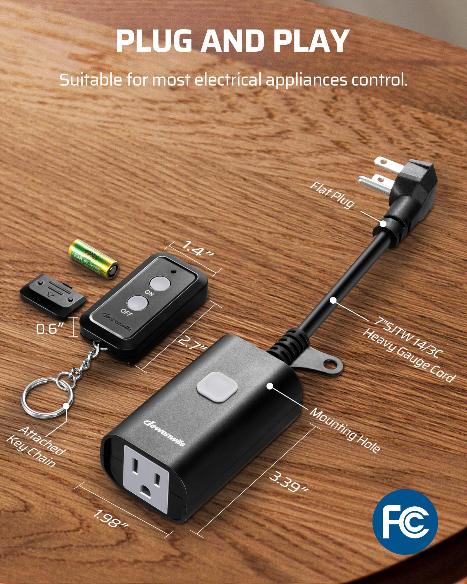 Foto 6 | Salida De Control Remoto Para Exteriores Dewenwils De 15 A, Rango De 100 Pies - Venta Internacional.