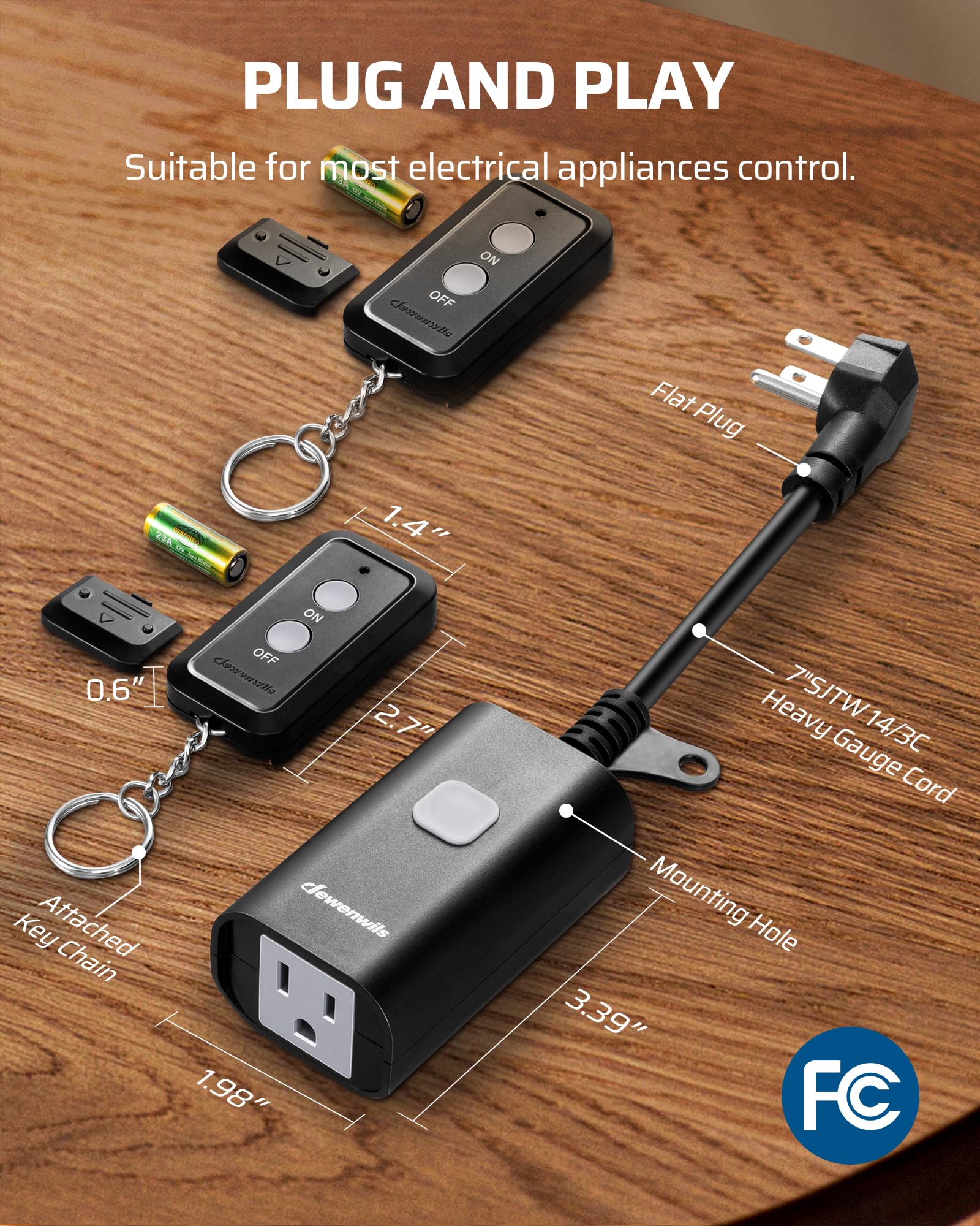Foto 7 pulgar | Salida De Control Remoto Para Exteriores Dewenwils De 15 A, Rango De 100 Pies - Venta Internacional.