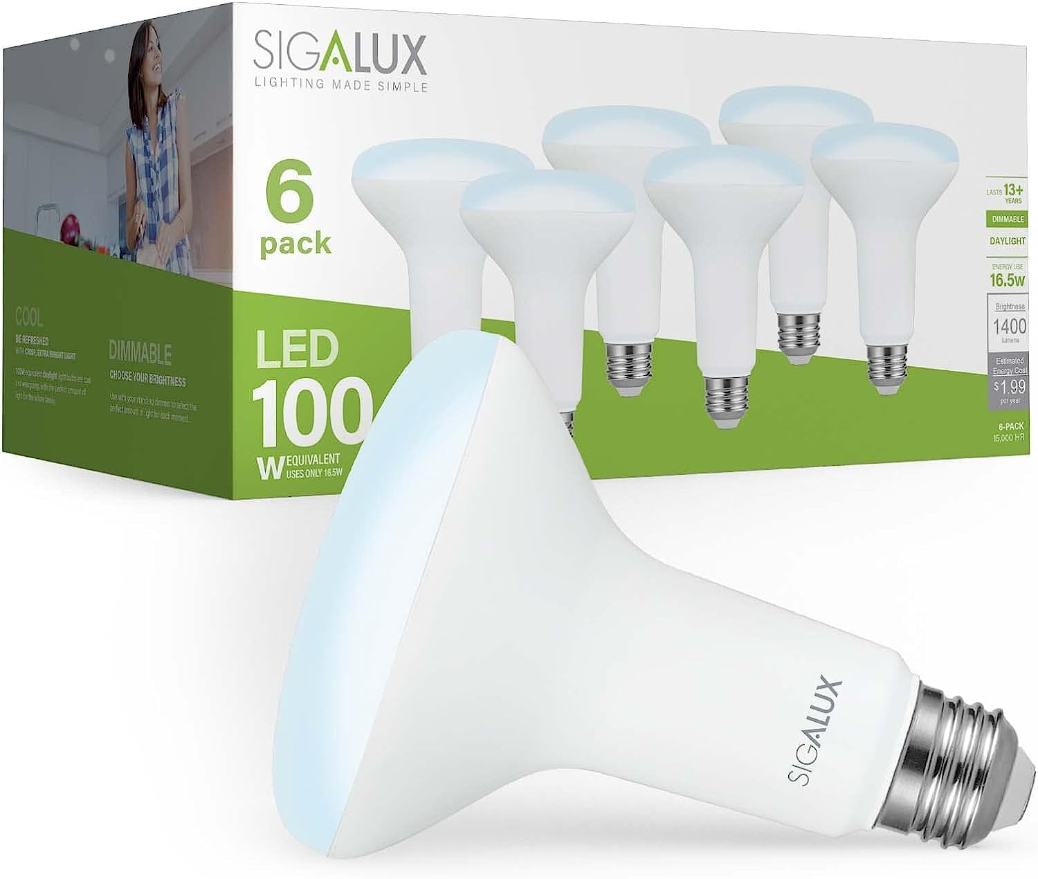 Foto 2 pulgar | Focos Led Sigalux Br30  15 W  5000 K  Regulables  1400 Lm  Paquete De 6 - Venta Internacional.