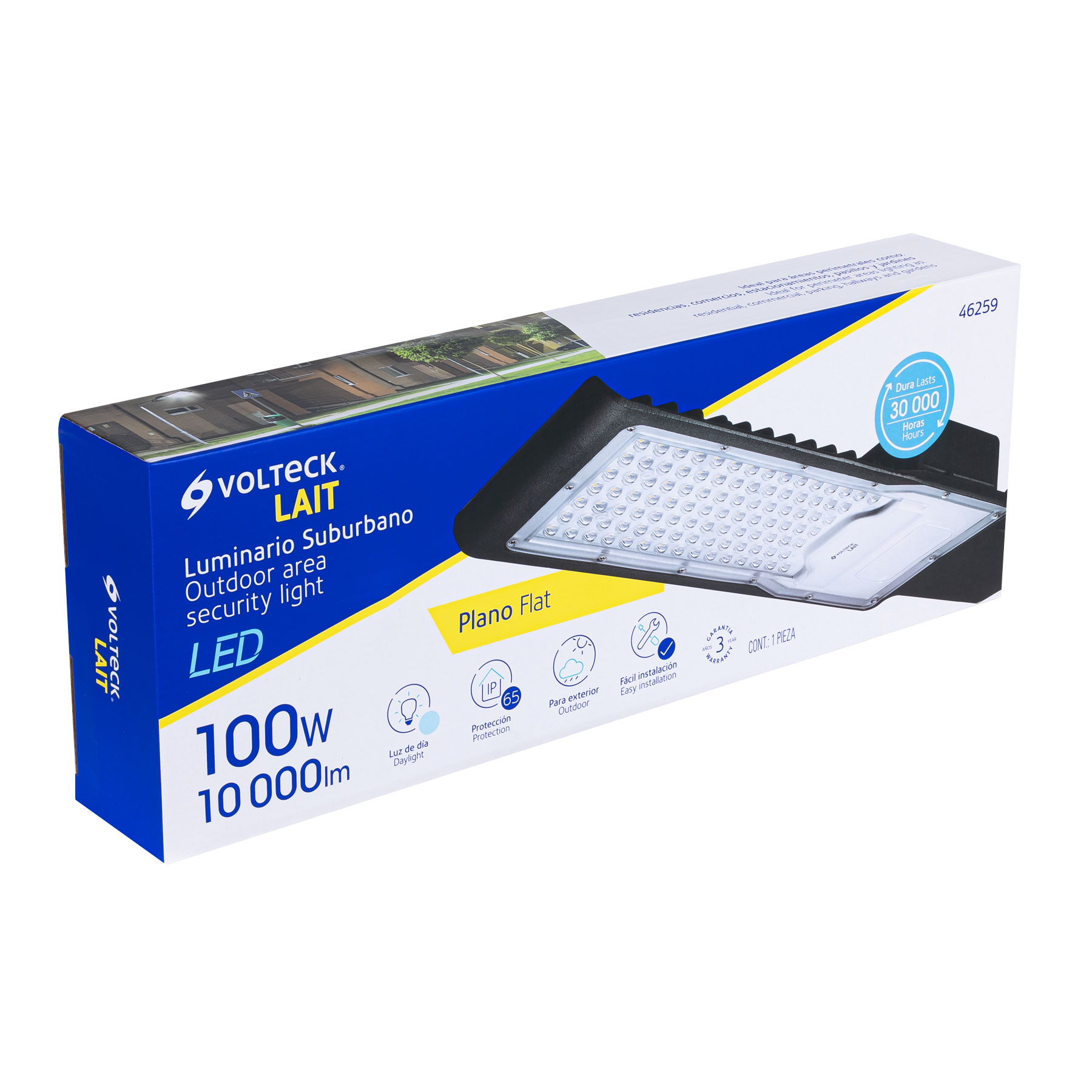 Foto 2 | Luminario Suburbano Volteck Plano de LED 100 W Alta Intensidad color Negro