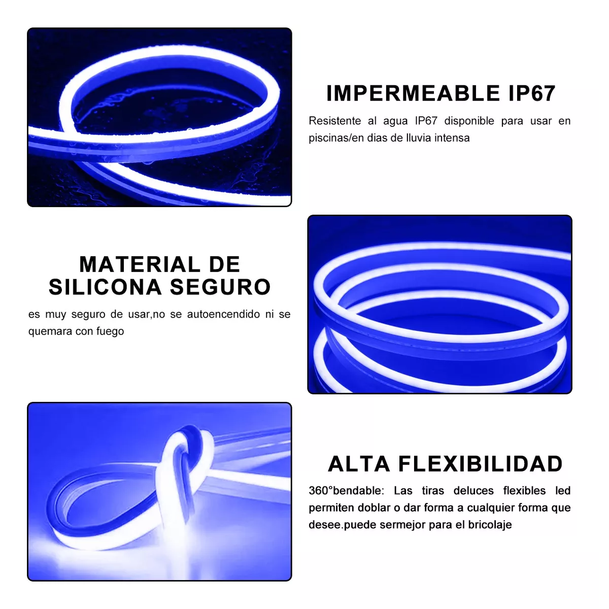 Foto 3 pulgar | Tiras De Led 10m Luz Neón Flexible 24v Con Control Remoto Eo Safe Imports Esi-9448 Azul