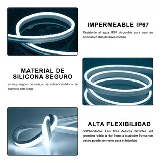 Foto 2 | Tiras De Led 10m Luz Neón Flexible 24v Con Control Remoto Eo Safe Imports Esi-9450 Blanco