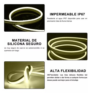 Foto 2 | Tiras De Led 10m Luz Neón Flexible 24v Con Control Remoto Eo Safe Imports Esi-9449 Blanco
