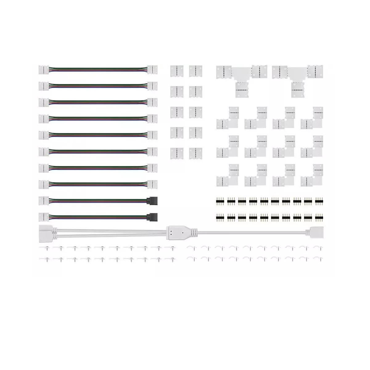 Foto 1 | Set Conectores Broche para Unir Tira Led RGB 4 Pines Eo Safe Imports ESI-10830 10 mm 95 Piezas