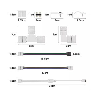 Foto 2 | Set Conectores Broche para Unir Tira Led RGB 4 Pines Eo Safe Imports ESI-10830 10 mm 95 Piezas