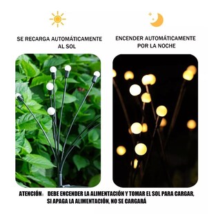 Foto 4 | Luces Led Solares Luciérnaga para Jardín Exteriores 2 Baras Con 16 Focos
