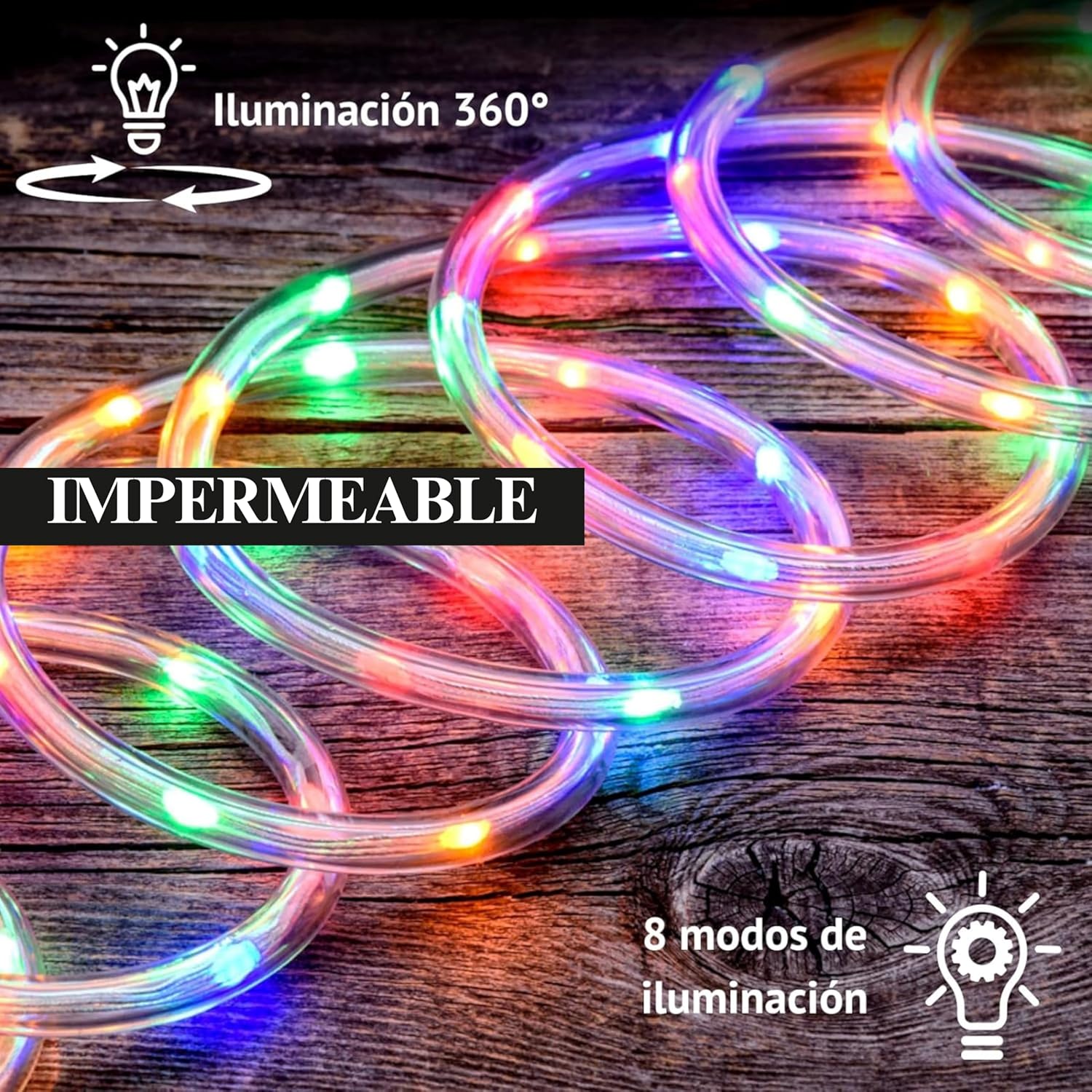 Foto 6 pulgar | Manguera De Luz Led Luxvi 10m 8 Modos 200 Led's Impermeable Ip65 Multicolor (3pzs)