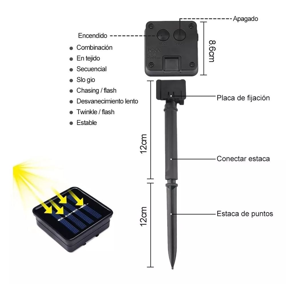 Foto 4 pulgar | Lámpara Led Solar Vintage Para Decoración De Jardín, 6,5 M, Con 8 Modos - Venta Internacional.