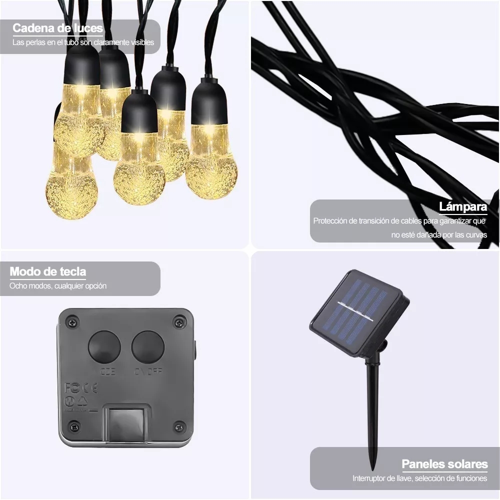 Foto 6 pulgar | Lámpara Led Solar Vintage Para Decoración De Jardín, 6,5 M, Con 8 Modos - Venta Internacional.