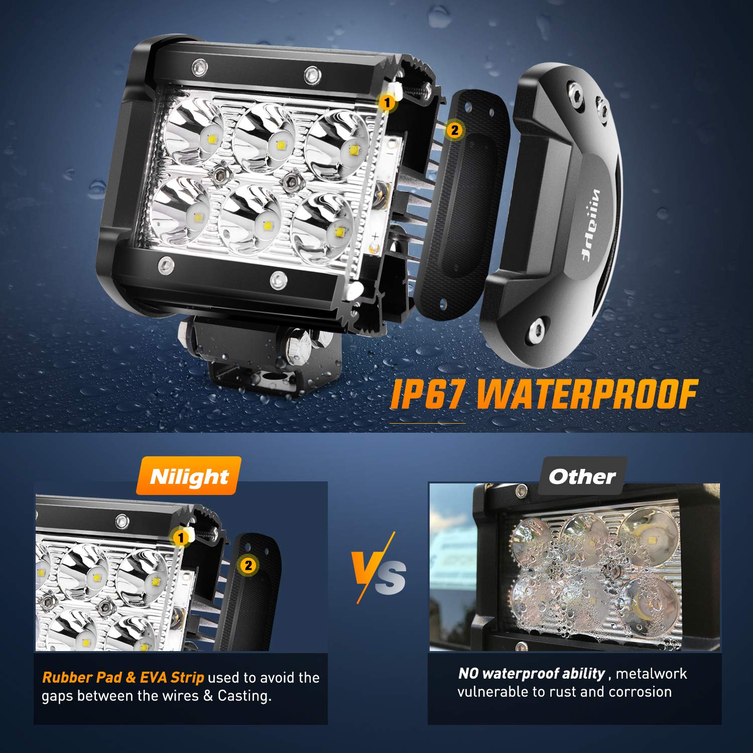 Foto 5 pulgar | Barra De Puntos De Luz Led Nilight De 18 W, 1260 Lm, 24 V, 12 V, 4 Unidades - Venta Internacional.