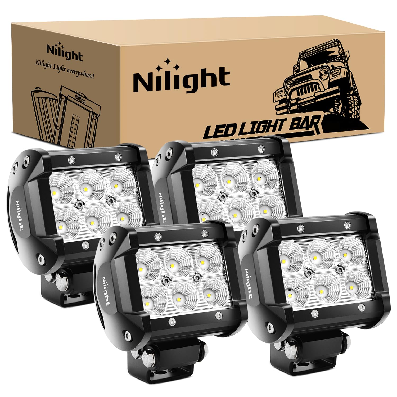 Foto 2 pulgar | Barra De Iluminación Led Pods Nilight De 18 W, 1260 Lm, Para Vehículos, 4 Unidades - Venta Internacional.