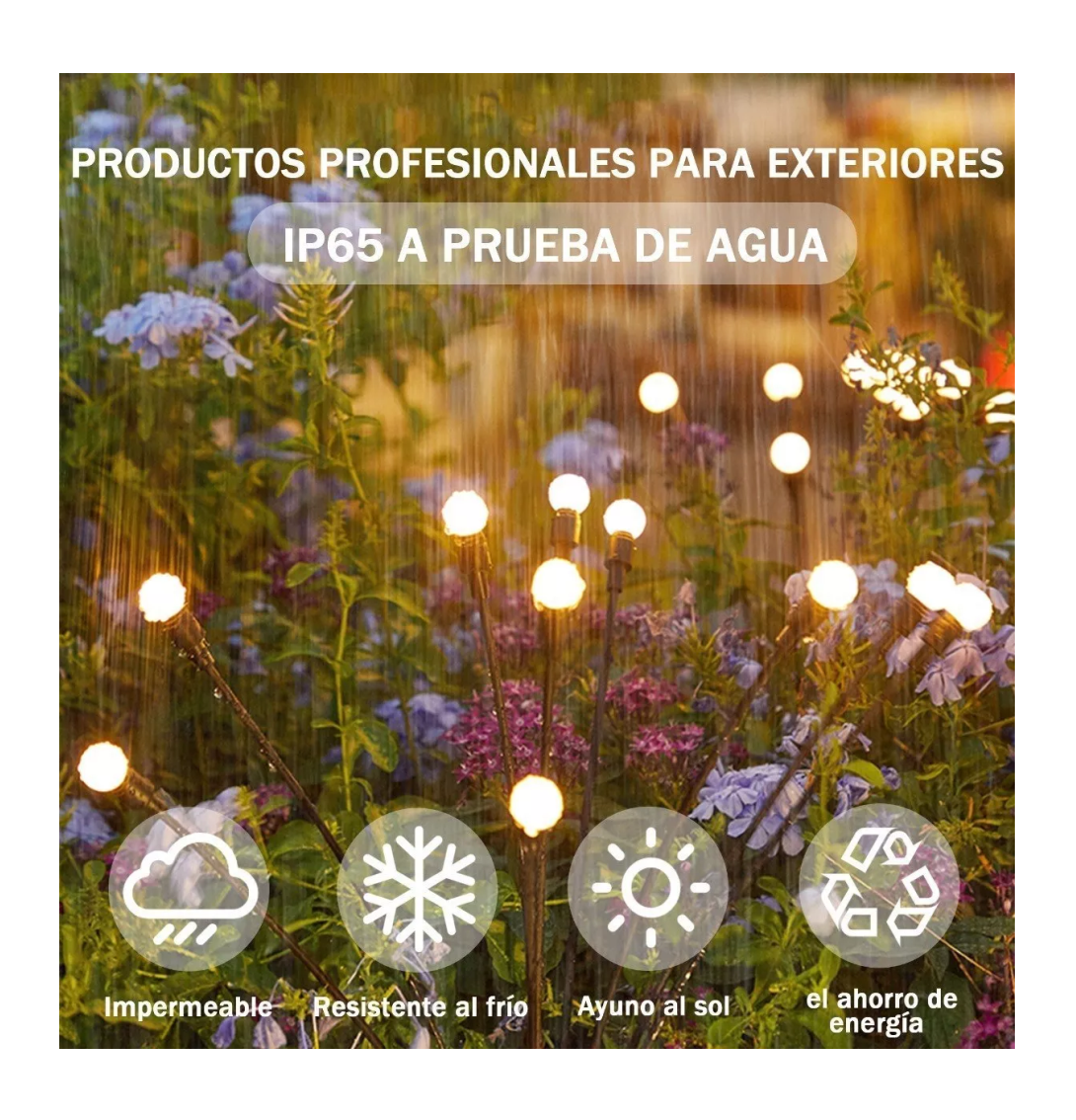 Foto 6 pulgar | Luces Led Solares Luciérnaga Para Jardín Exteriores 2 Baras Con 16 Focos