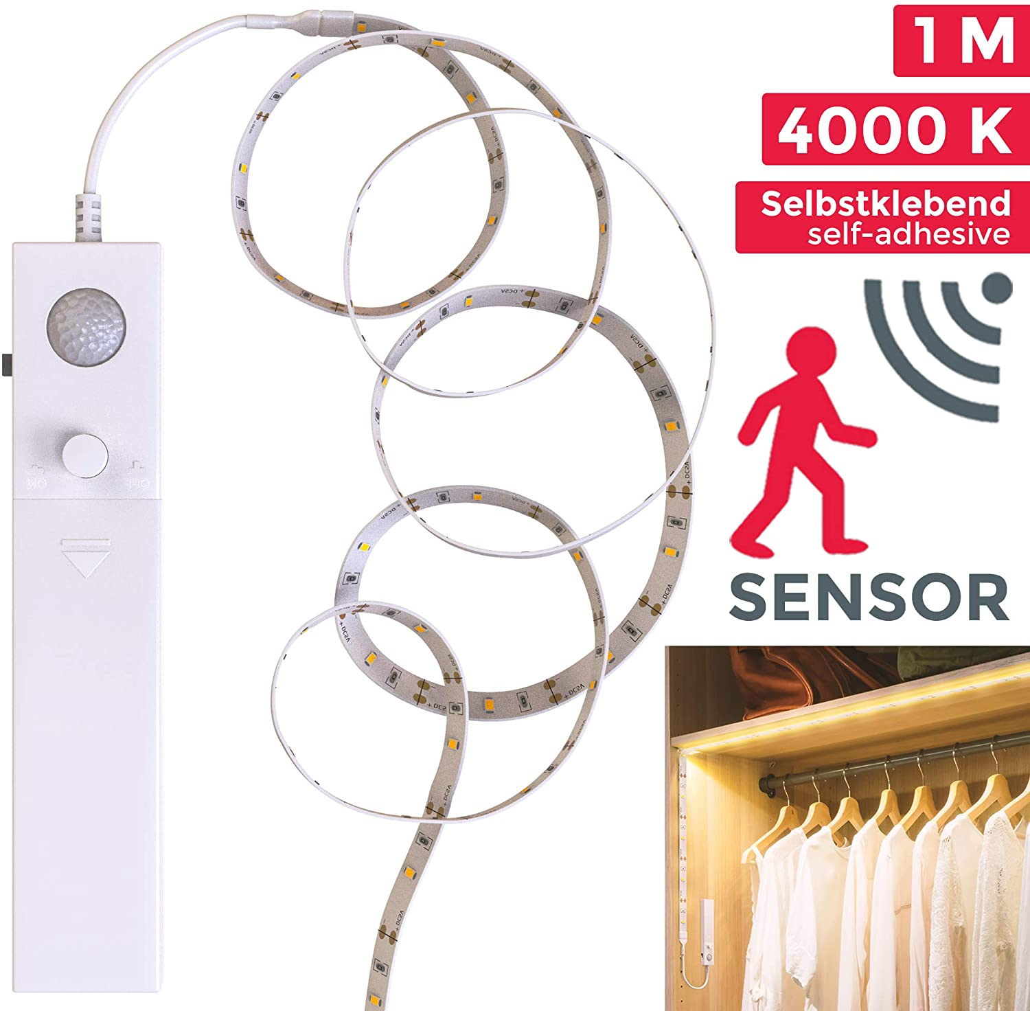 Foto 4 pulgar | Tira Led Jieyou Con Sensor De Movimiento De 1 M - Luces Blancas - Venta Internacional.
