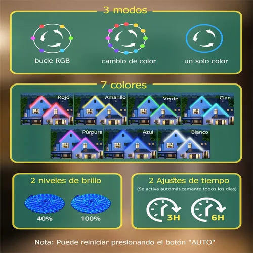 Foto 4 pulgar | Tiras Led Solar Exterior 20m Rgb 200w Ip65 Impermeable