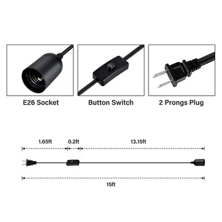 Foto 2 | Cable De Lámpara Colgante Con Forma De Linterna Colgante De 15 Pies, Paquete De 2 - Venta Internacional.