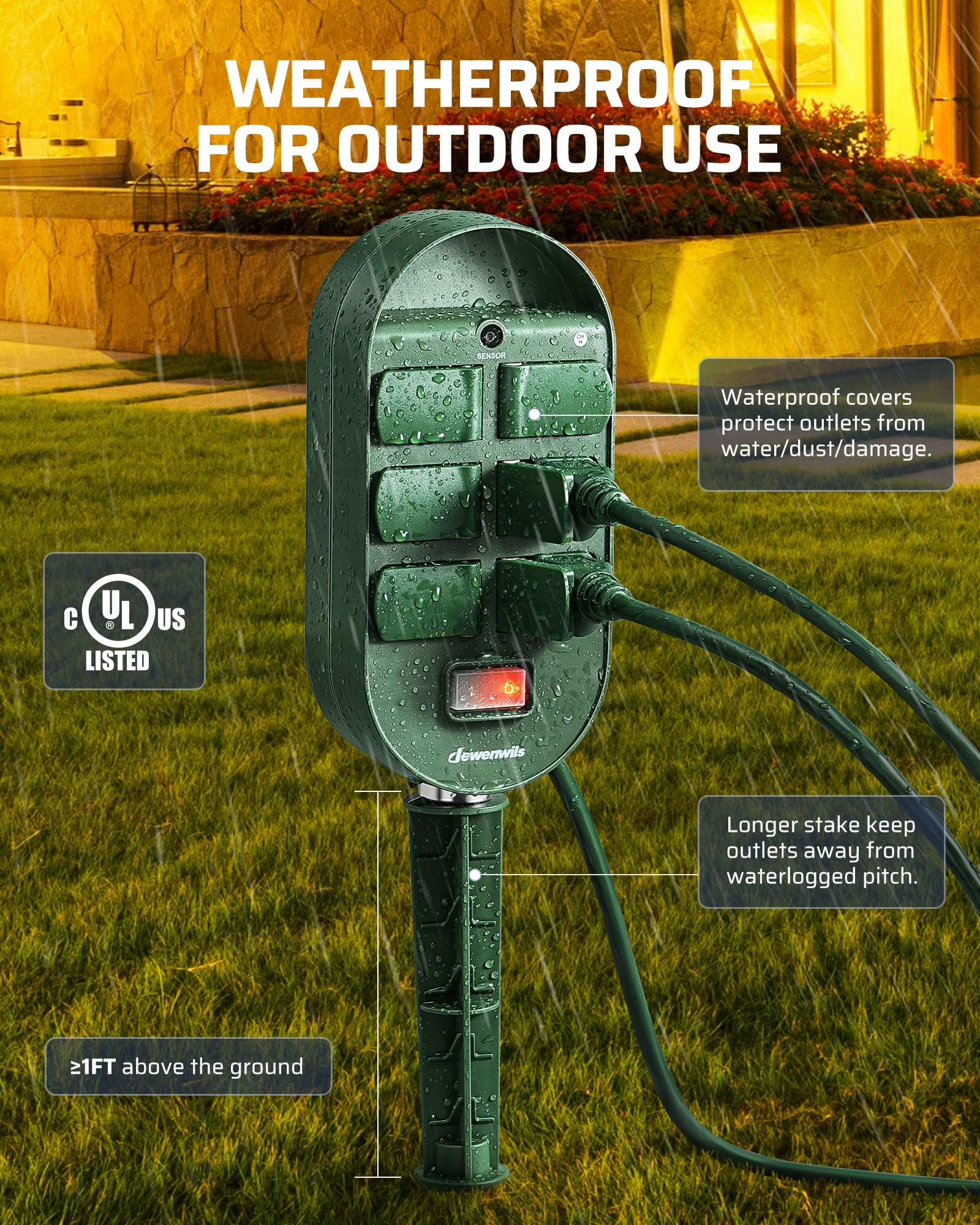 Foto 6 | Temporizador Power Stake Para Exteriores Dewenwils Con Rango De Control De 100 Pies - Venta Internacional.