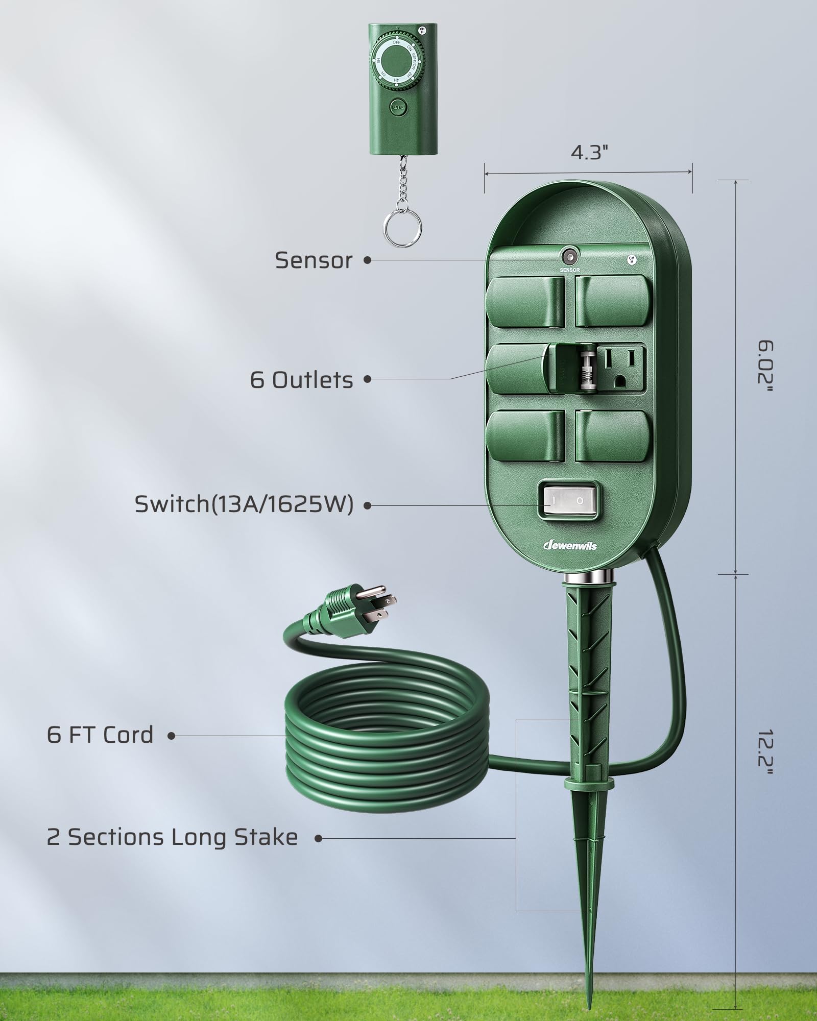 Foto 7 | Temporizador Power Stake Para Exteriores Dewenwils Con Rango De Control De 100 Pies - Venta Internacional.