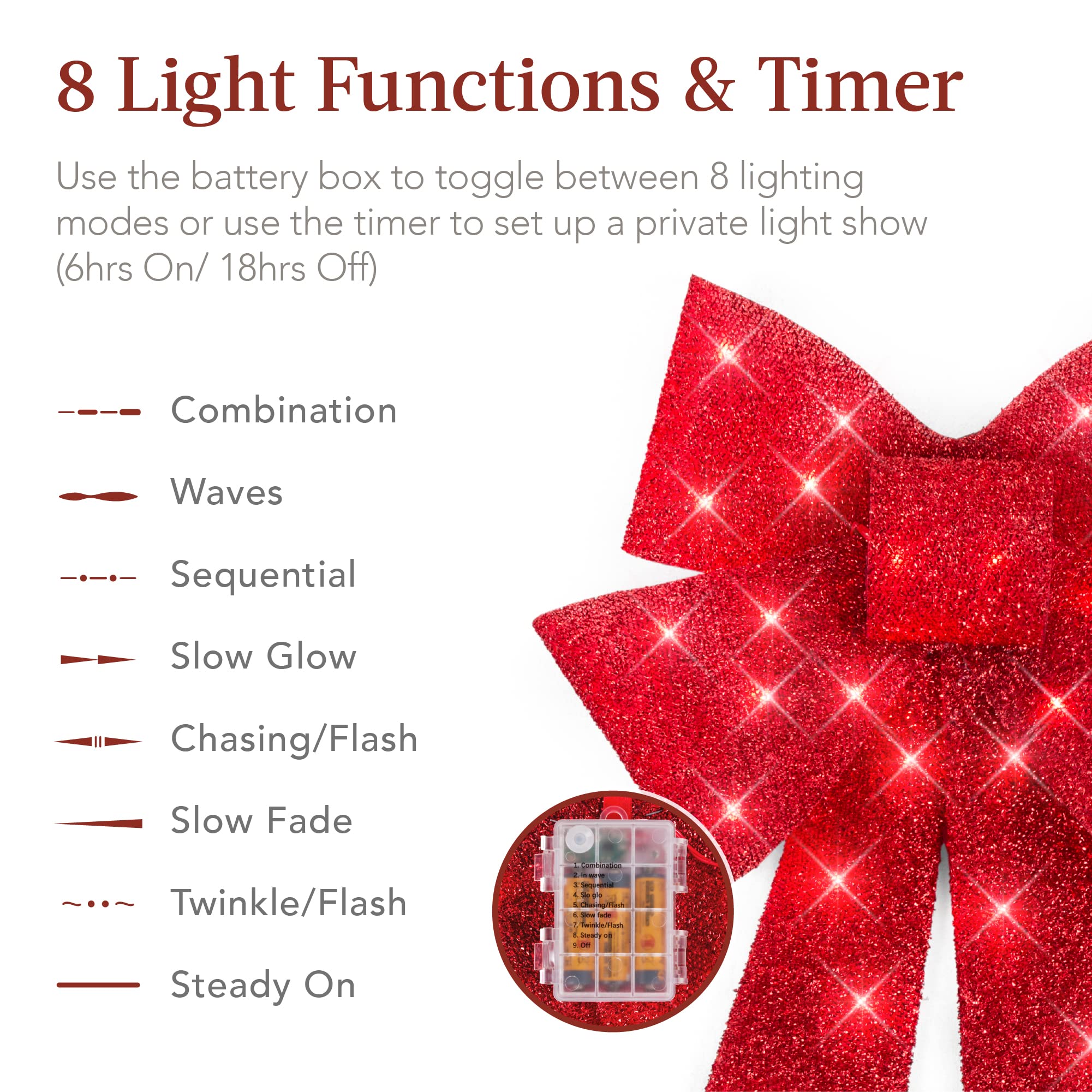 Foto 4 pulgar | Set De Decoración De Lazos Navideños Best Choice Products Con 30 Led - Venta Internacional.
